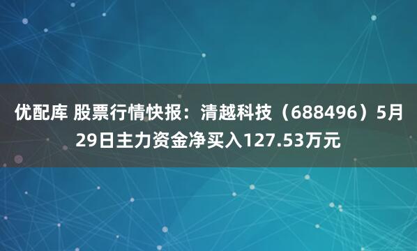 优配库 股票行情快报：清越科技（688496）5月29日主力资金净买入127.53万元