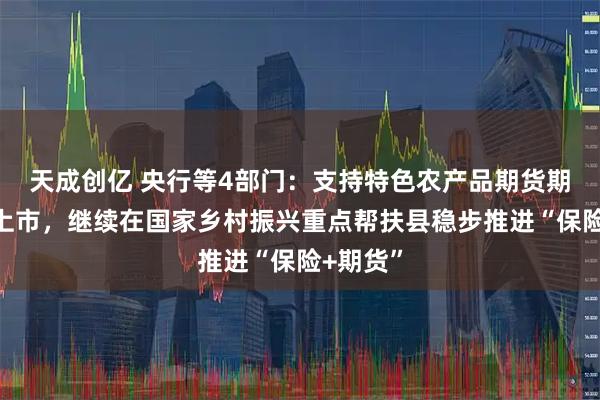 天成创亿 央行等4部门：支持特色农产品期货期权品种上市，继续在国家乡村振兴重点帮扶县稳步推进“保险+期货”
